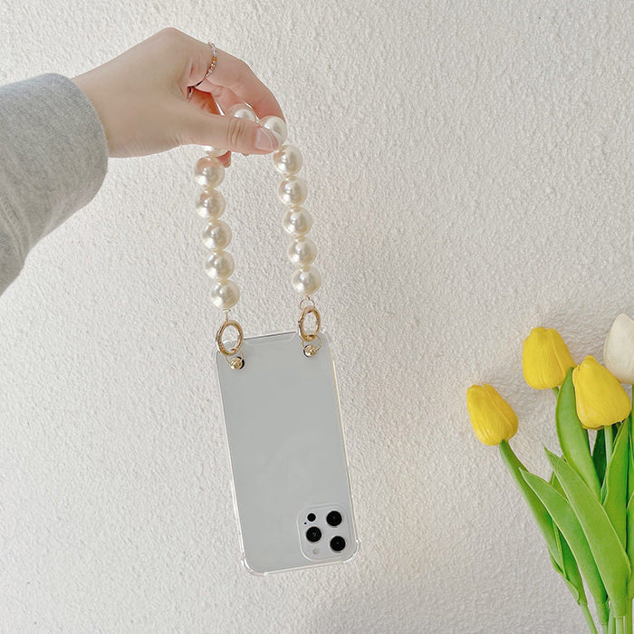 Funda para iPhone con cadena de perlas