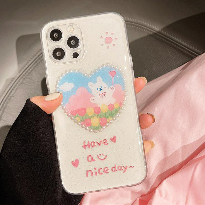 Pearl Heart Bunny iPhone Case