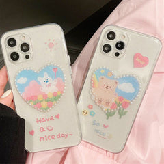 Pearl Heart Bunny iPhone Case