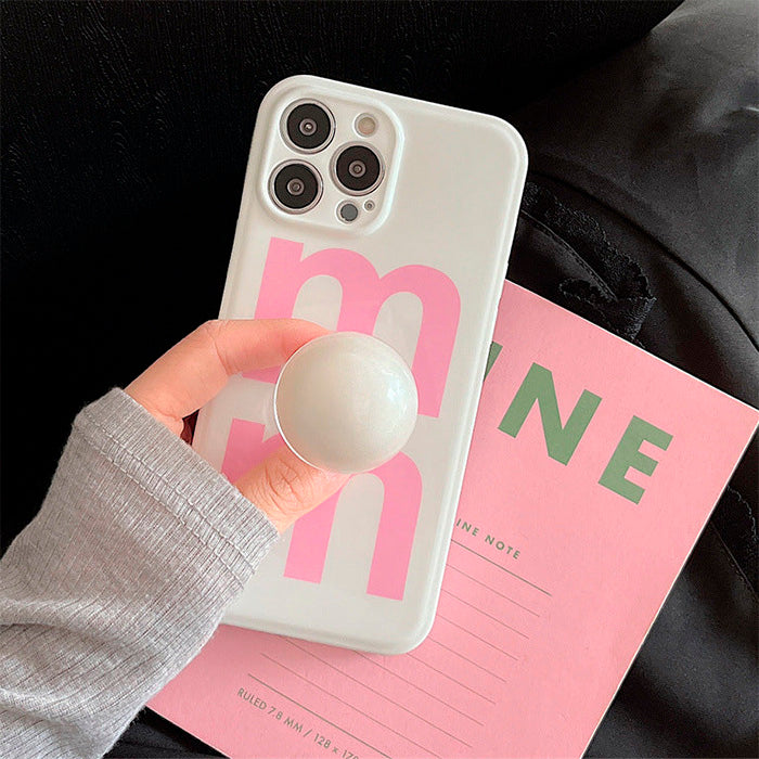 Funda para iPhone con diseño de pop socket de perla