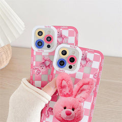 Pink Bunny Checkered iPhone Case