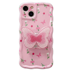 Funda para iPhone con diseño de mariposa y flores rosas