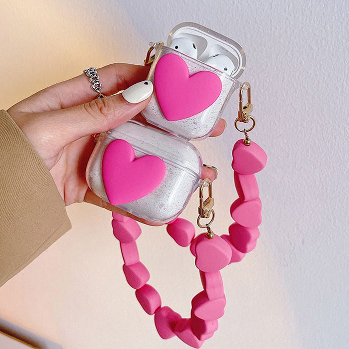 Pink Heart Chain AirPods Case