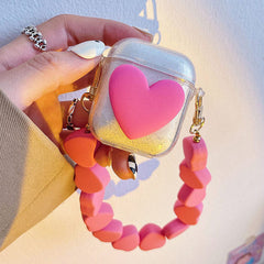 Pink Heart Chain AirPods Case