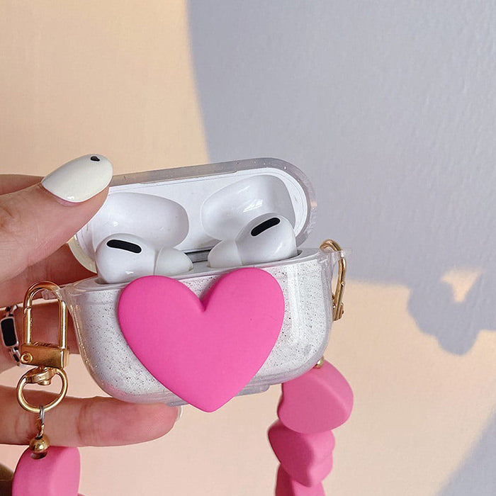 Pink Heart Chain AirPods Case