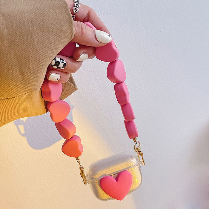 Pink Heart Chain AirPods Case