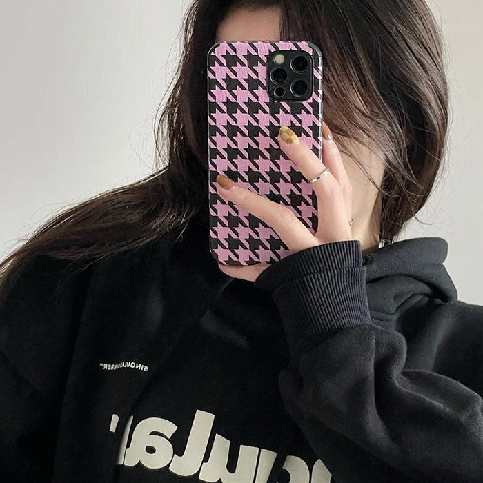 Pink Houndstooth Print iPhone Case