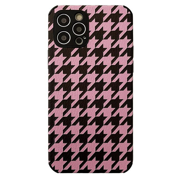 Funda para iPhone con estampado de pata de gallo rosa 