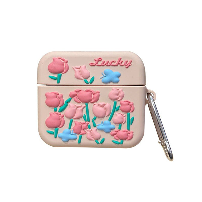 Estuche para AirPods con rosas rosas