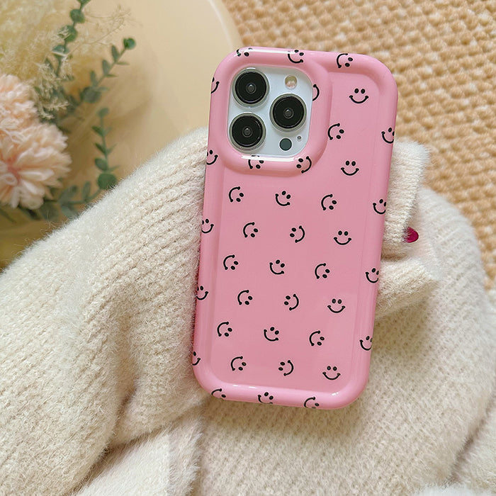 Funda para iPhone con cara sonriente rosa