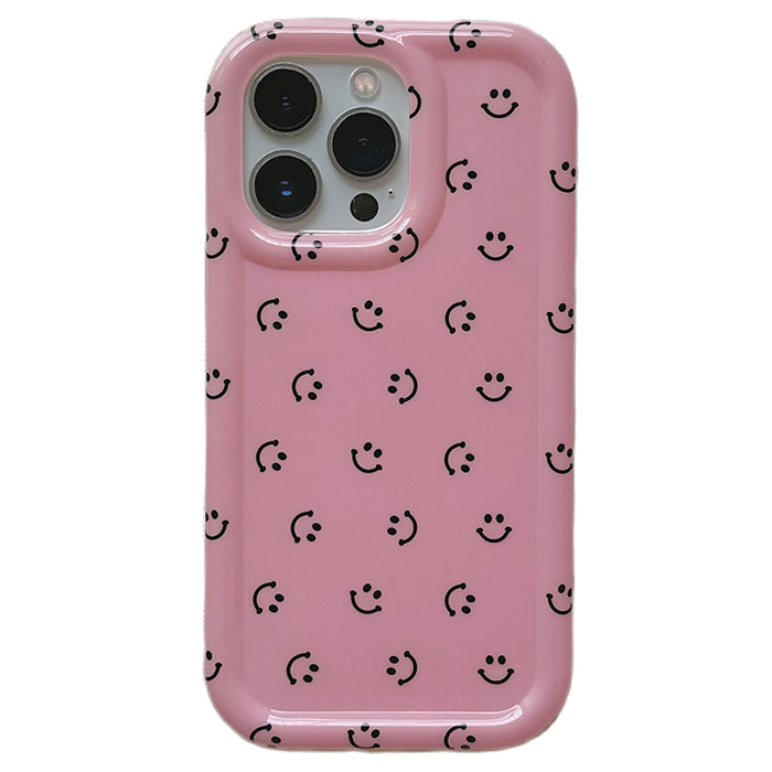 Funda para iPhone con cara sonriente rosa