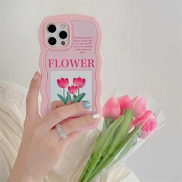 Funda para iPhone con tulipanes rosas