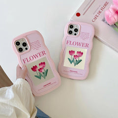 Funda para iPhone con tulipanes rosas