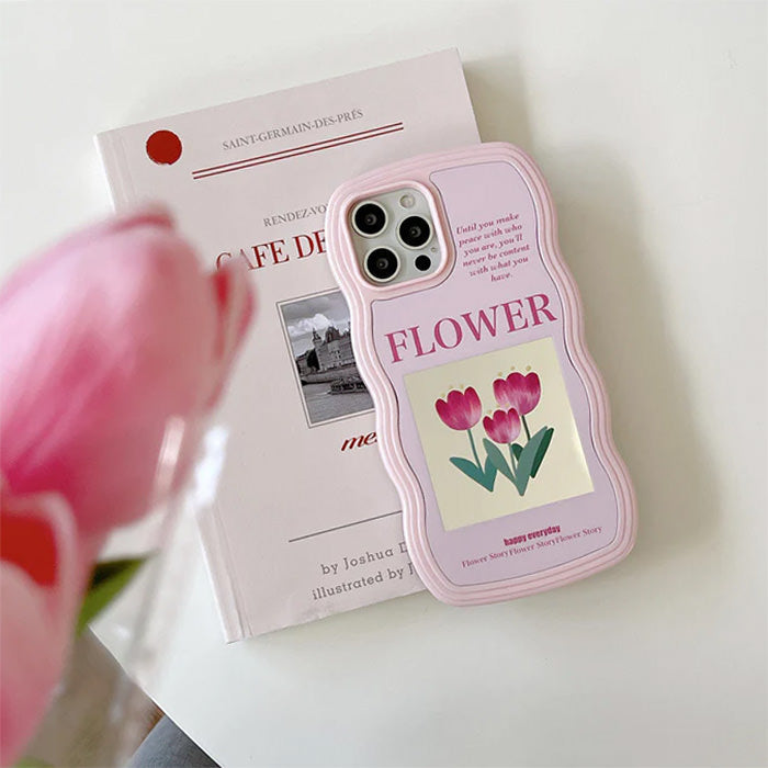 Funda para iPhone con tulipanes rosas