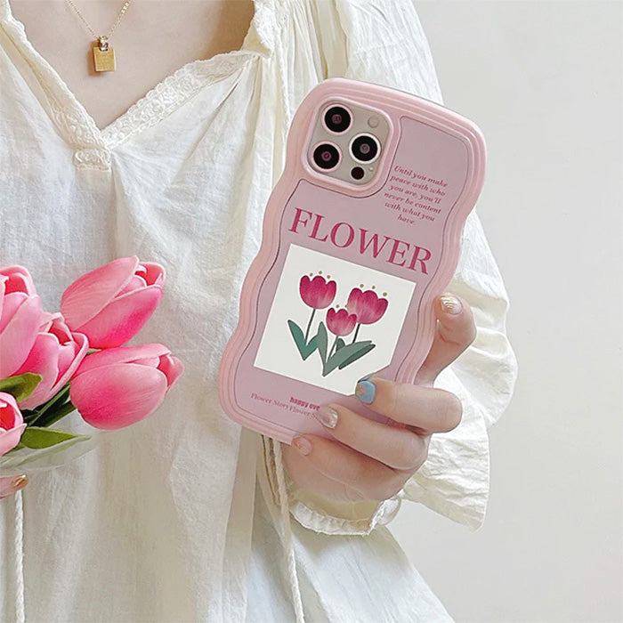 Funda para iPhone con tulipanes rosas