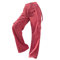 Pantalones cargo de pana rosa