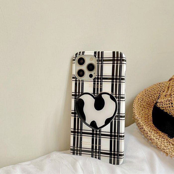 Funda para iPhone con diseño de corazón a cuadros 