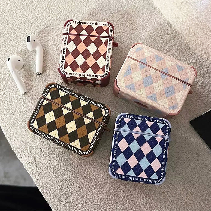 Estuche para AirPods con estampado de cuadros