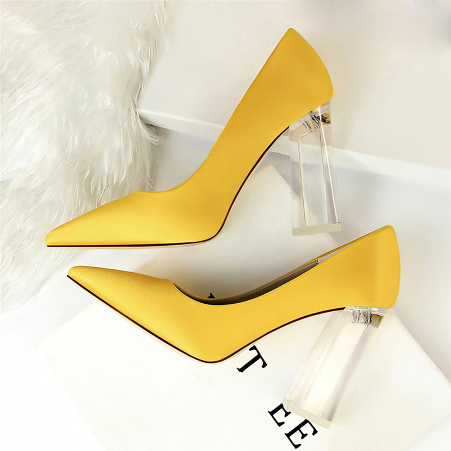 Satin Pumps With Transparent Heel