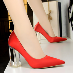 Satin Pumps With Transparent Heel