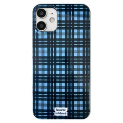 Funda para iPhone con cuadros azules preppy