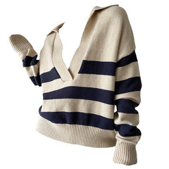 Preppy Collar Striped Pullover