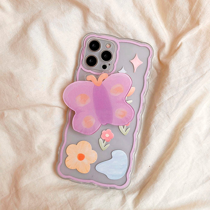 Funda para iPhone con diseño de mariposa morada