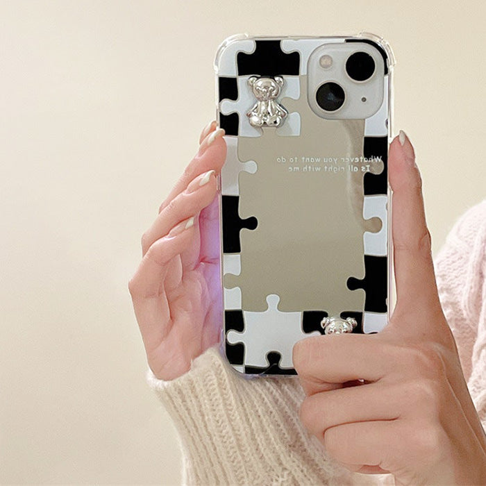 Funda para iPhone con espejo de rompecabezas