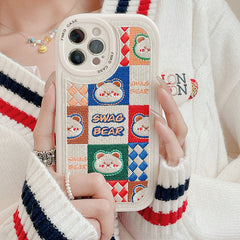 Rabbit & Bear Embroidery iPhone Case