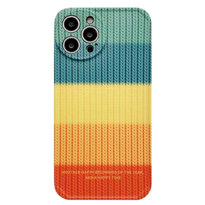 Funda de iPhone de crochet arcoíris