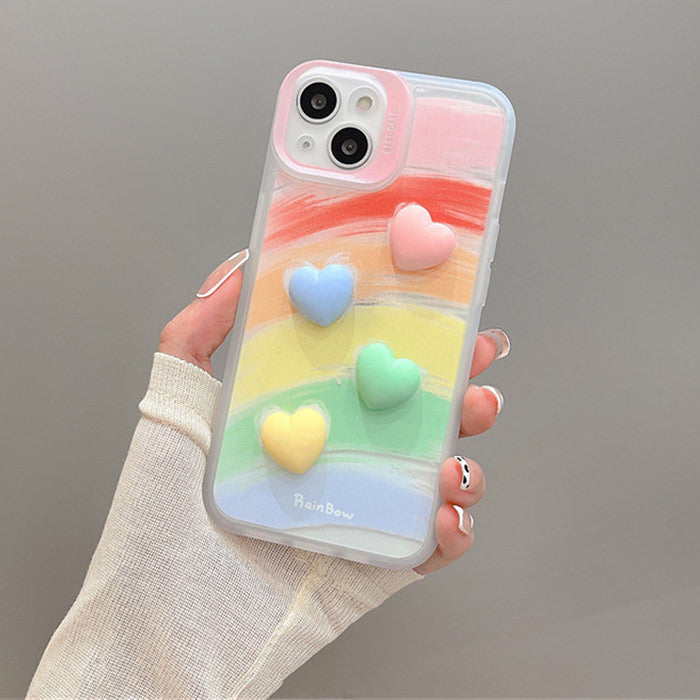 Funda para iPhone con corazón de arcoíris