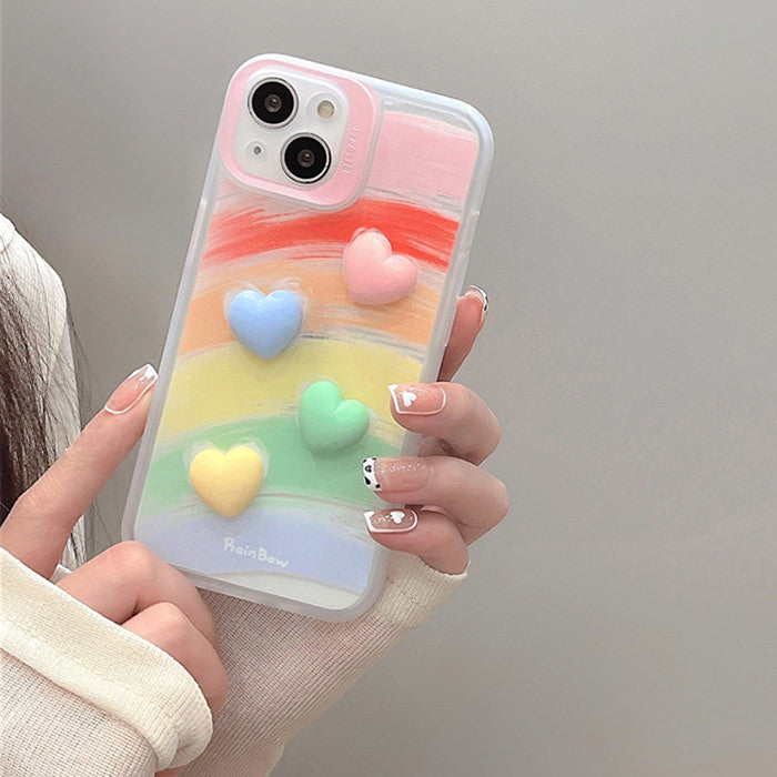 Funda para iPhone con corazón de arcoíris