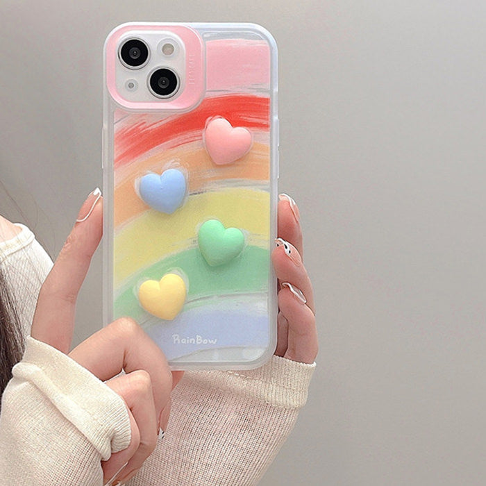 Funda para iPhone con corazón de arcoíris