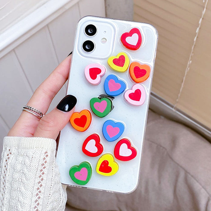 Funda para iPhone con corazones de arcoíris