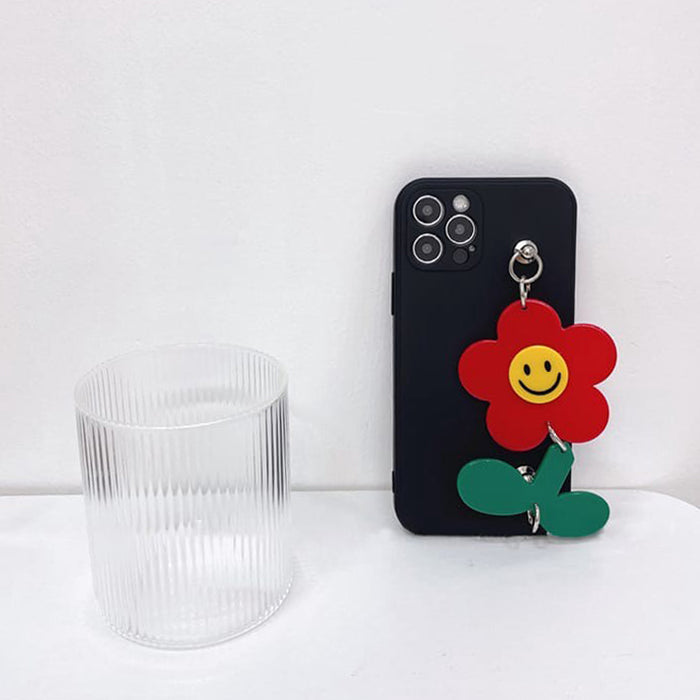 Funda para iPhone con cadena de flores rojas