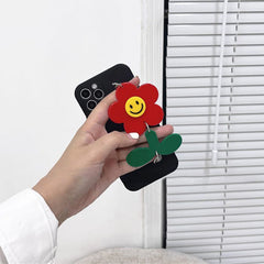 Funda para iPhone con cadena de flores rojas