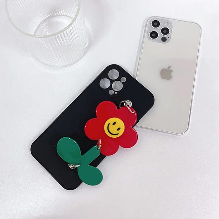 Funda para iPhone con cadena de flores rojas