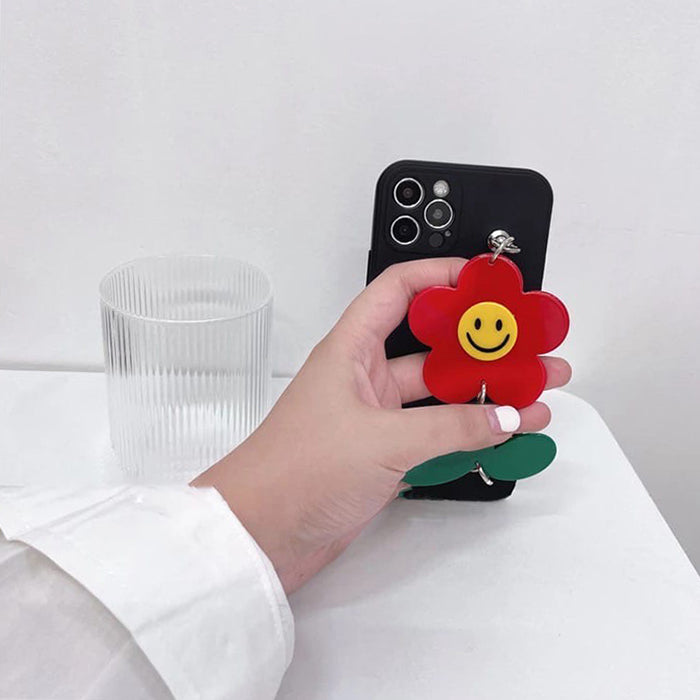 Funda para iPhone con cadena de flores rojas