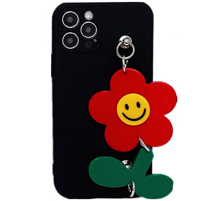 Funda para iPhone con cadena de flores rojas