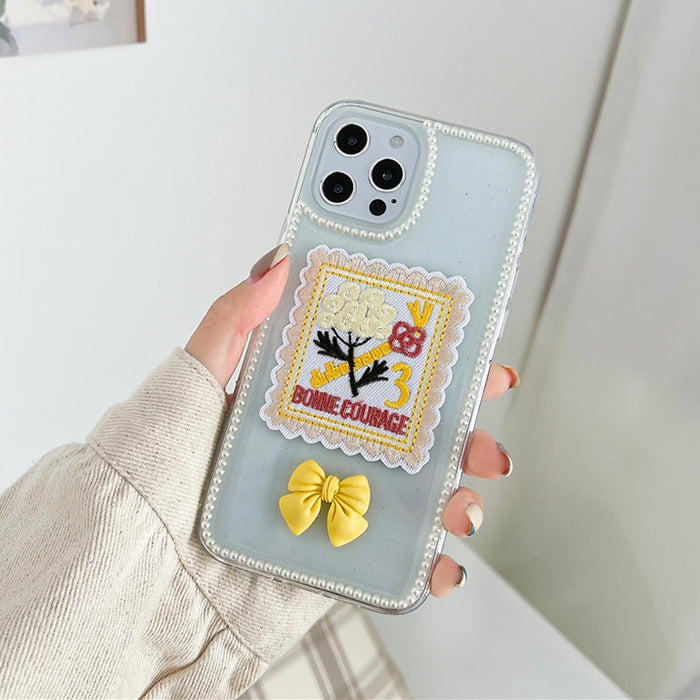 Rose Embroidery iPhone Case