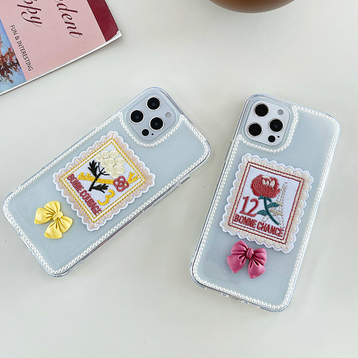 Funda para iPhone con bordado de rosas