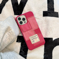 Funda para iPhone con diseño de patchwork rojo y rosa