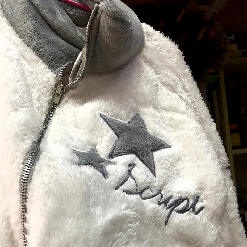 Chaqueta corta de invierno con estampado de estrellas para mujer