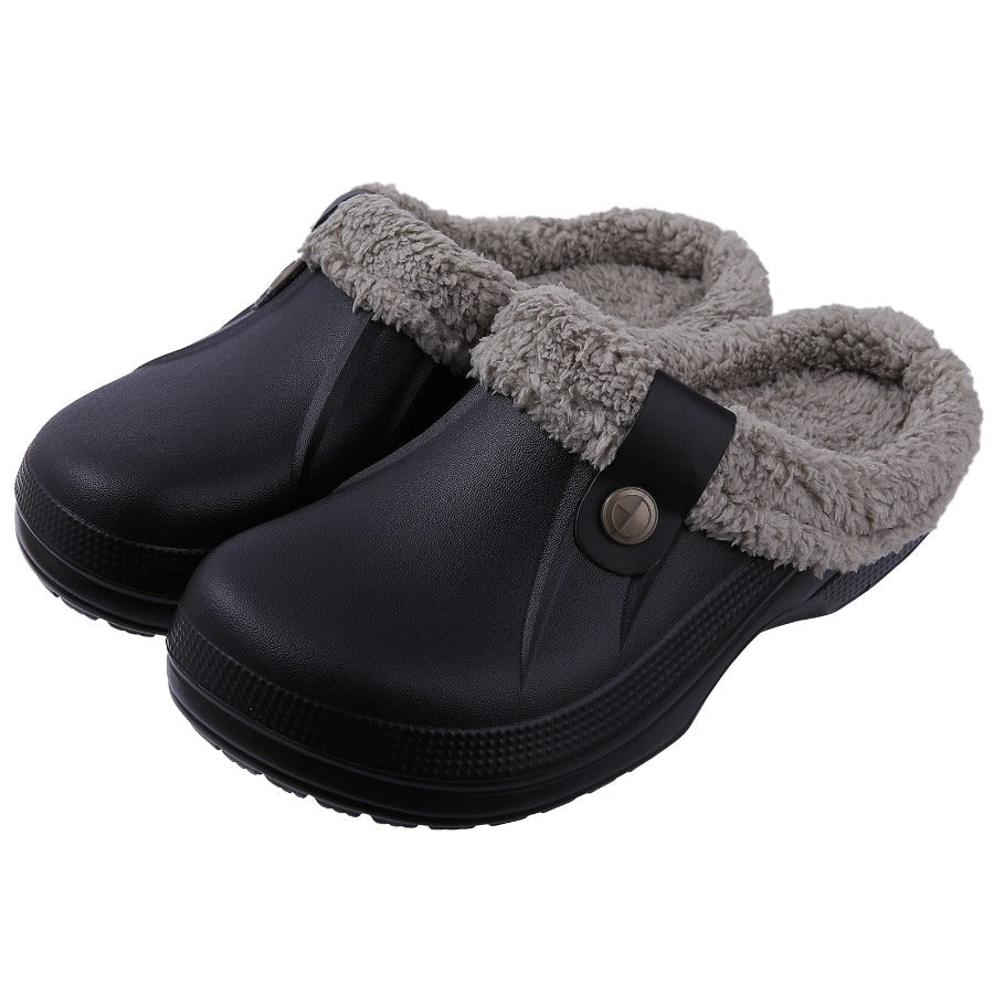 Indoor-Clogs mit flauschigem Fellfutter für Damen