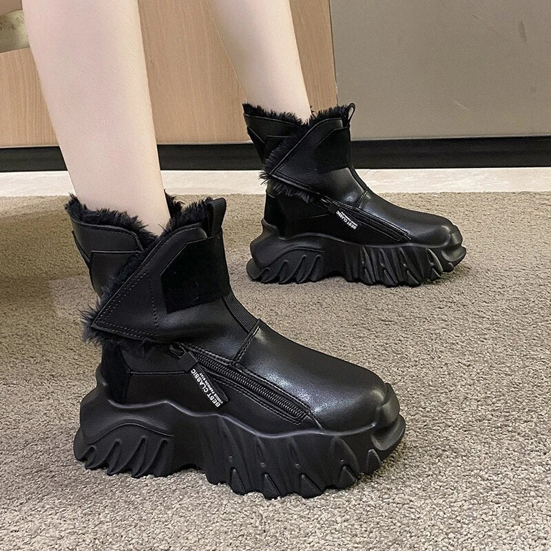 Botines negros con plataforma de piel de ante para mujer