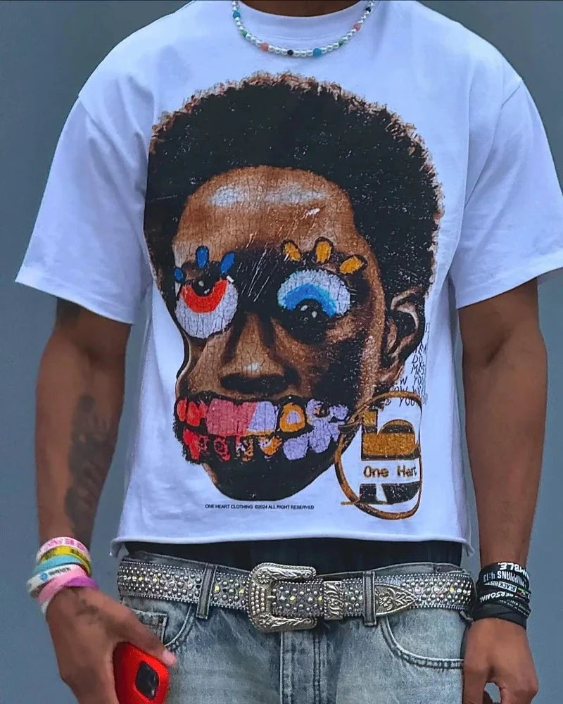 Gothic Streetwear Übergroßes Baumwoll-T-Shirt