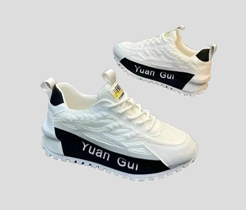 Zapatillas de plataforma Yuan Gui para hombre, fusión de cuero y malla