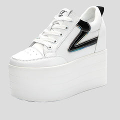 12 cm hohe Keilabsatzschuhe aus Leder für Damen