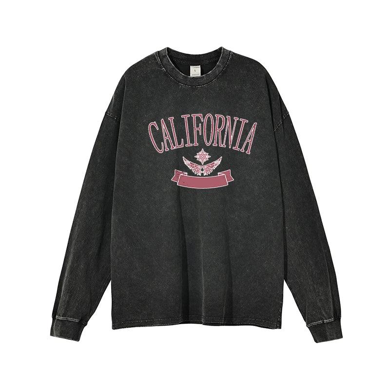 Camiseta vintage de algodón con lavado ácido para mujer