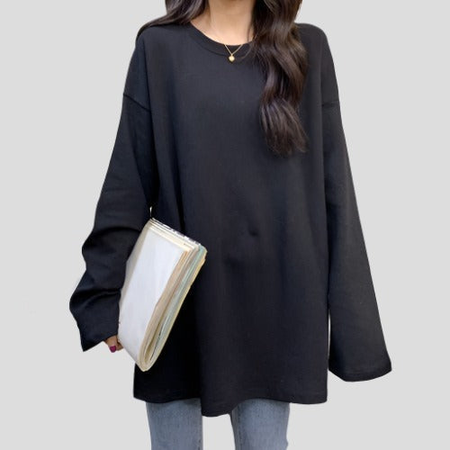 Camiseta de manga larga de gran tamaño estilo Harajuku para mujer